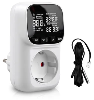 Thermostat-Steckdose, digital, 230 V, LCD, -40–120 °C, für Heizung/Kühlung