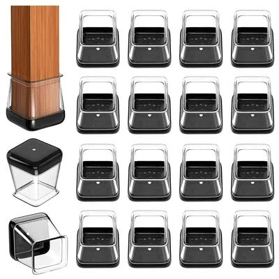 Produktbild von INF Quadratische Stuhlbeinschoner mit schwarzem Boden - 16 Stück Set Medium