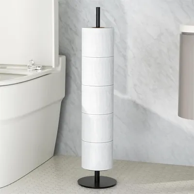 Zdjęcie produktu dla Uchwyt na papier toaletowy stojący, stal nierdzewna, matowy, czarny, 65 cm