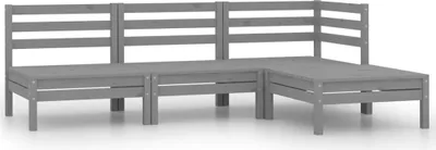 Produktbild von 4-tlg. Garten-Lounge-Set Massivholz Kiefer Grau