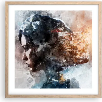 Produktbild von Gerahmtes Poster - Rahmen in heller Eiche - Frau Abstraktion - 50x50 cm - Wand Bild - Wanddeko - Wandbilder - Kunstposter - Wandposter - Bilderrahmen - Bilder - Kunstdruck - Wandbild - P2NAC50x50-3956