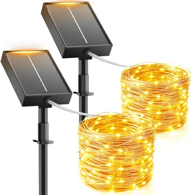 Solar-Lichterkette, 80 LEDs, 8 Modi, warmweiß, 2 m Kabel
