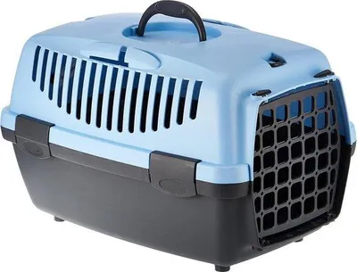 Produktbild von Famanu Transportbox Capri für Katzen - Dunkelgrau Pastellblau, 32 x 31 x 48 cm