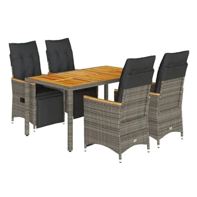 Produktbild von vidaXL 5-tlg. Garten-Bistro-Set mit Kissen Grau Poly Rattan