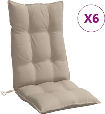 Produktbild von vidaXL Hochlehner-Auflagen 6 Stk. Taupe Oxford-Gewebe