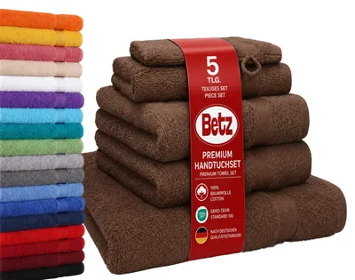Produktbild von Betz 5-tlg. Handtuch-Set PREMIUM 1 Duschtuch 2 Handtücher 1 Gästetuch 1 Waschhandschuh Farbe: nuss