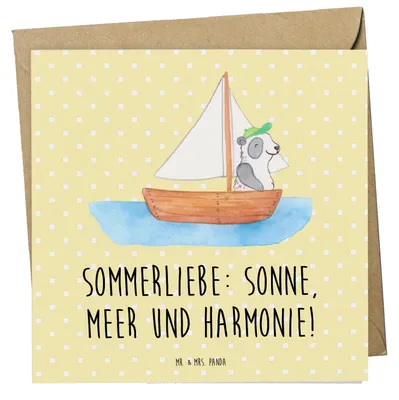 Produktbild von Mr. & Mrs. Panda Glückwunschkarte Sommerliebe - Gelb Pastell - Geschenk, Sommergefühle, Strand, Sommerprodukte, Klappkarte, anlasskarte, Grußkarte, Motive, Jahreszeiten