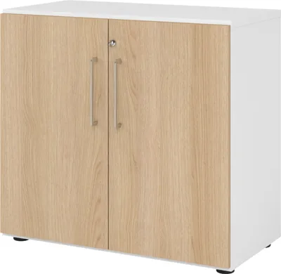 Produktbild von bümö smart Aktenschrank - 2 Ordnerhöhen - Nachbildung: Weiß/Eiche