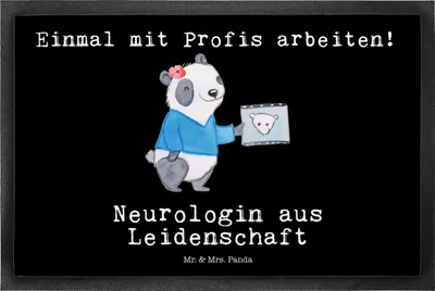 Produktbild von Mr. & Mrs. Panda fußmatte Neurologin Leidenschaft 50 x 75 cm - Schwarz - Geschenk, Mediziner, Eingangsteppich, Spruch, Schmutzfangmatte, Türvorleger, Fußabtreter