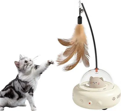 Produktbild von Elektrisches Kattenspielzeug mit Federn - Interaktives intelligentes USB-ladbares Kattenspielzeug für Haustiere.