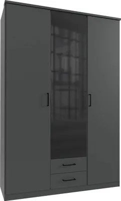 Image de Armoire Soest à portes battantes, verre noir graphite, dimensions au choix