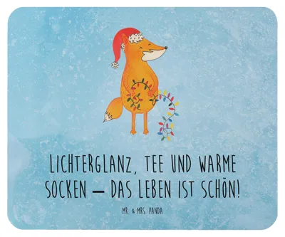 Produktbild von Mr. & Mrs. Panda Mouse Pad Fuchs Weihnachten - Eisblau - Geschenk, Mousepad, Nikolaus, Weihnachtsmann, pc mausunterlage, Heiligabend, mousematte, mauspad, Winter, Füchse