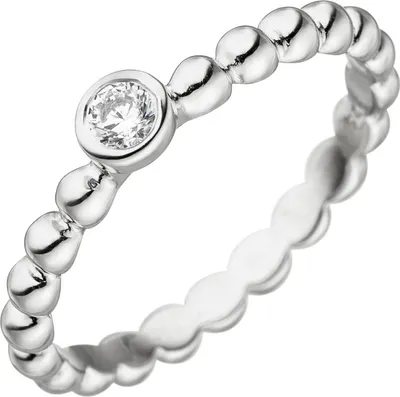 Produktbild von Gr. 54 Damen Ring Kugel 925 Sterling Silber 1 Zirkonia Kugelring Silberring