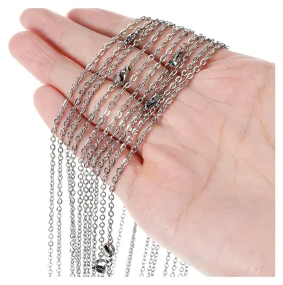 Produktbild von 25 Stück Edelstahlkette ohne Anhänger, 45 cm, Schmuck Halskette mit Karabinerverschluss, Schlangenkette für Schmuckgestaltung