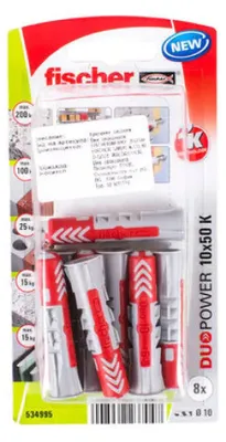 Zdjęcie produktu dla Uniwersalny Kołek F10X50Mm 8 Sztuk Fischer Duopower K Nv