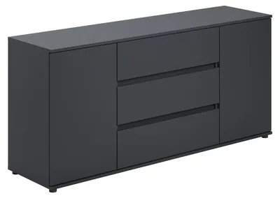 Produktbild von Home Collective Kommode Sideboard mit Schubladen | modern Sideboard Wohnzimmer Schlafzimmer Flur Möbel | 150x40x70 cm | 3 Schubladen & 2 Türen | Anthrazit