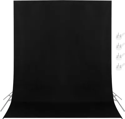Produktbild von Fotografie-Hintergrund schwarz, 1,5 x 2 m, faltbar, für Fotostudio und Livestreams