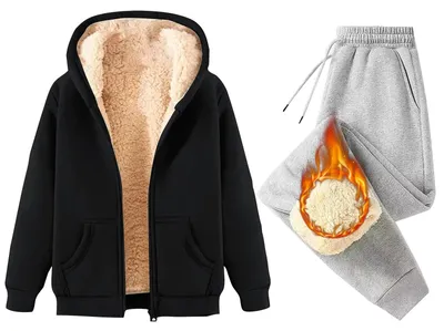 Produktbild von Elzusha – Damen-Jogginganzug aus Baumwolle mit Jacke, gefütterter Trainingsanzug