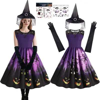 Imagen del producto de Disfraces de bruja para mujer, con 5 piezas, ideales para Halloween