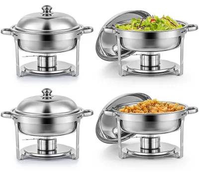 Chafing Dish Set 4-tlg., 5 L, Edelstahl, Ø 34 cm, für Catering