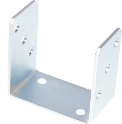 A U-shaped metal bracket with screw holes, presented on a white background.