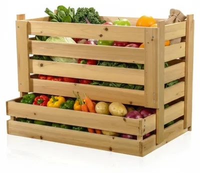Produktbild von Mucola Kartoffelkiste Holz 58x38x42 cm Vorratskiste Universalkiste für Kartoffeln Wein Obst Äpfel
