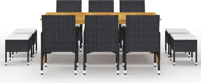 Immagine prodotto di vidaXL Set da pranzo da giardino 11 pezzi Nero