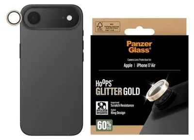 Produktbild von PanzerGlass ® Hoops® Kameraschutz Glitter Gold iPhone Air, Apple, Apple - iPhone Air, Trockene Anwendung, Kratzresistent, Schockresistent, Gold, 1 Stück(e)
