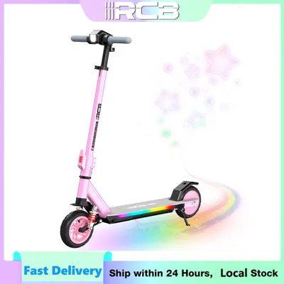 Produktbild von RCB R12 MAX Kinder E-Scooter 150W faltbar 18 km/h 3-Gang RGB LED Elektroroller Pink