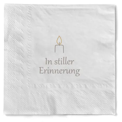 Produktbild von Sovie HOME Serviette "In Stiller Erinnerung" aus Tissue 33 x 33 cm, 3-lagig, 1/4 Falz, 20 Stück - Trauerserviette