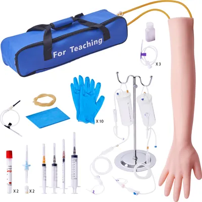 Zdjęcie produktu dla SucceBuy Phlebotomy Practice Kit, zestaw treningowy do nakłuwania żył dożylnych, wysoce symulowane ramię do ćwiczeń dożylnych z futerałem, idealne dla studentów, pielęgniarek i profesjonalistów