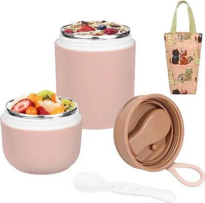 Immagine prodotto di Famanu, bicchiere per muesli da 730 ml, in acciaio inossidabile, con cucchiaio e bicchiere