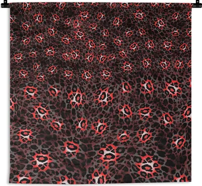 Produktbild von MuchoWow® Wandteppich Wandbehang Leopard - Rot - Muster 150x150 cm Tapisserie Dekoration Wandtuch - Wohnaccessoires - Modernes
