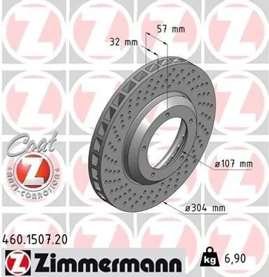 Produktbild von ZIMMERMANN Coat Z Bremsscheibe Vorne Links für PORSCHE 911 304mm 460.1507.20
