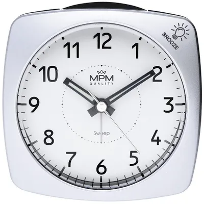 Produktbild von MPM-Quality Wecker eckig 86 mm Kunststoff Weiß/Silber