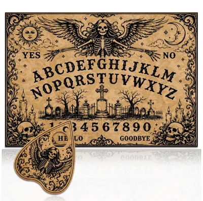 Productafbeelding van Geisterbrett met planchette - Pendelbord voor het nemen van beslissingen - Hout - 30x20 cm