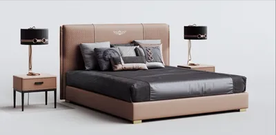 Produktbild von Luxus Schlafzimmer Bett Doppelbett Textil Holz Leder Polster Betten 180x200 Neu
