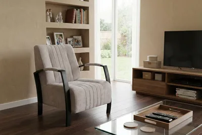 Image de Fauteuil élégant Looft blanc à ressorts – Ergonomique et hydrofuge – Design moderne pour le salon et le bureau