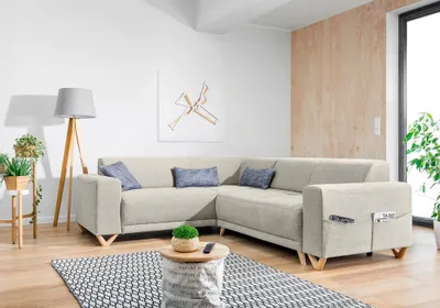 Produktbild von MIUFORM Classy Sophie MAX - Ecksofa mit Bettfunktion und Bettkasten L-FORM LINKS - 250x212cm - Beige - Sofa Schlafsofa Couch