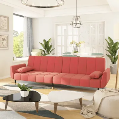 Immagine prodotto di vidaXL Divano letto a 2 posti con 2 cuscini in velluto rosa