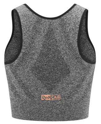 Rückansicht des Waki Seamless Tops von RedChili; grau mit elastischem Bund.