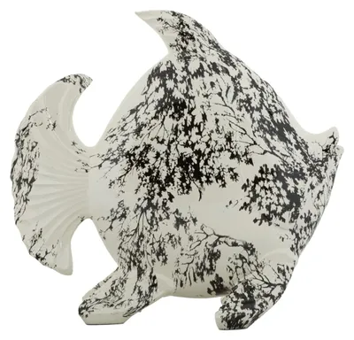 Produktbild von Dekorative Skulptur in Fischform aus schwarz-weißem Polyresin