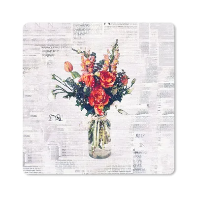 Produktbild von MuchoWow® Mauspad Mousepad Vase - Blumen - Zeitungspapier 30x30 cm - Mousepads - Maus Mat - Pad - Mausunterlage - Gaming