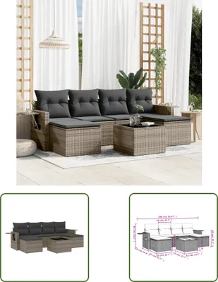 Produktbild von The Living Store 7-tlg. Garten-Sofagarnitur mit Kissen Grau Poly Rattan