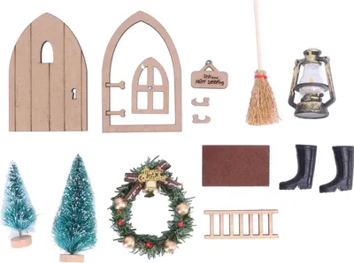 Produktbild von Puppenhaus-Feentür-Set, sicher, stabiles Holz, lebendige Farben, hohe Simulation Weihnachten für 1:12 1:6 DIY