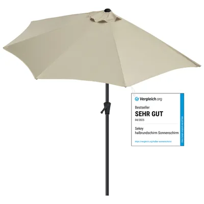 Produktbild von Sekey Balkonschirm Halbrund 270 cm – Sonnenschirm mit Kurbel, Marktschirm, UV50+ Sonnenschutz für Balkon, Garten, Hof, Café, Taupe