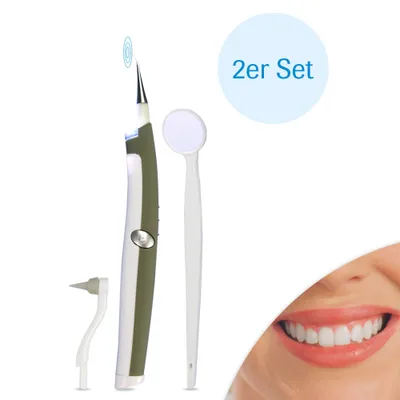 Produktbild von Denta Pic Sonic Zahnpflege 2er Set Zahnsteinentferner dentapic entfernt Plaque, Zahnstein, Ablagerungen, Verfärbungen LED Licht| Das Original von Mediashop