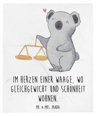Produktbild von Mr. & Mrs. Panda Kuscheldecke Waage Astrologie - Weiß - Geschenk, Sternzeichen, Bettdecke, Plaid, Decke, Tierkreiszeichen, Geburtstagsgeschenk, Winterdecke, Wohndecke