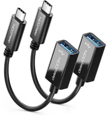 Produktbild von deleyCON 2x USB-C auf USB-A Adapter Kabel USB 3.0 OTG, 17cm für iPhone