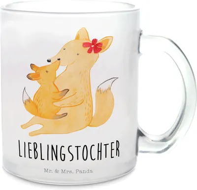 Produktbild von Mr. & Mrs. Panda Tee Tasse Fuchs Mama - Transparent - Geschenk, Tochter, Trinkglas, Schoß, Teeglas, Pott, Teetasse, Mutter, glastasse, Muttertag